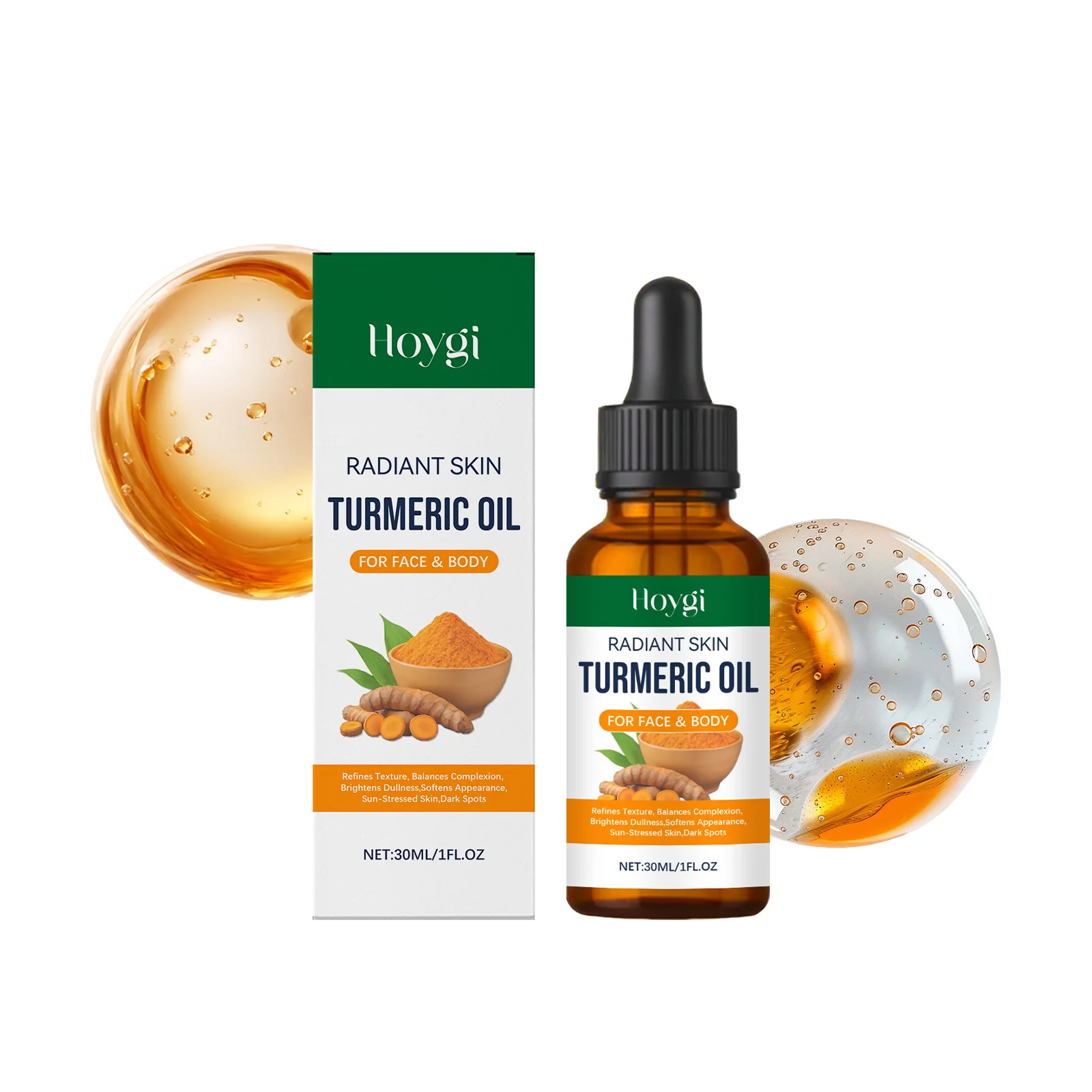 Turmeric Facial Essential Oil Moisturizing Brighten Dark Spots Fade Freckle Melanin Shrink Pores Repair Damaged Skin Face Serum