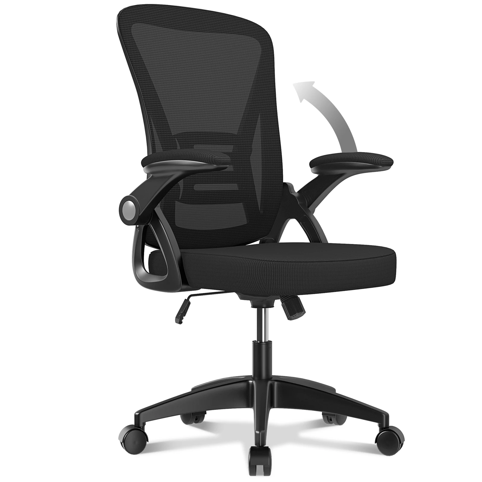 Naspaluro Bürostuhl Ergonomischer Schreibtisch mit 90er °   Hochklappbarer, höhenverstellbarer Stuhl mit Armlehne und Lordosenstütze, drehbarer Executive-Computer