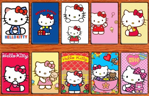 10pcs Cartoon Peripheral Hello Kitty Crystal Card Sticker