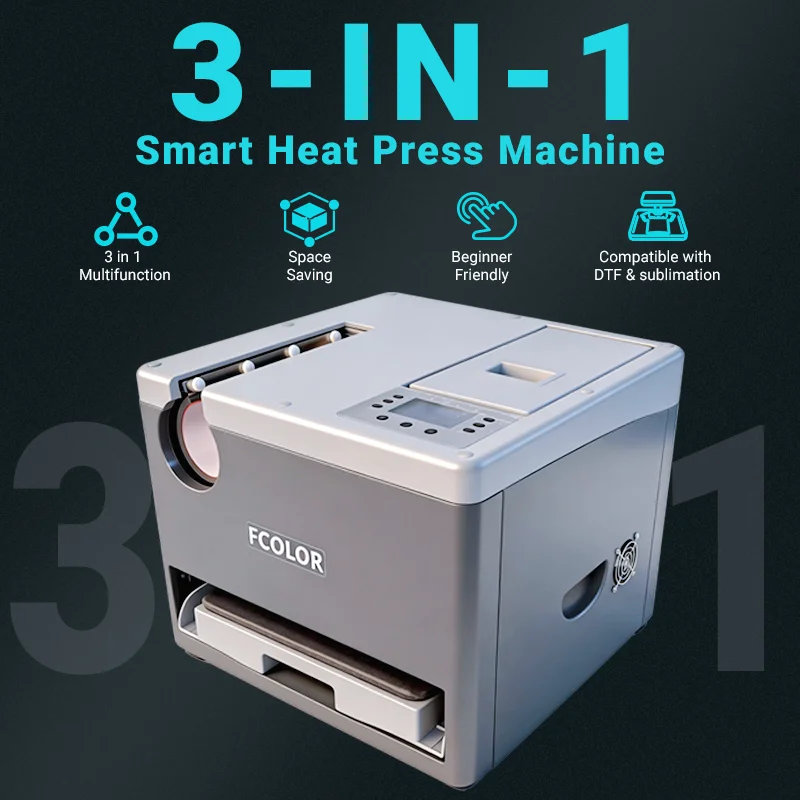 Multi Function 3 in 1 Heat Press Machine for Small Business T Shirt Mug Cap Heat Transfer DTF Sublimation