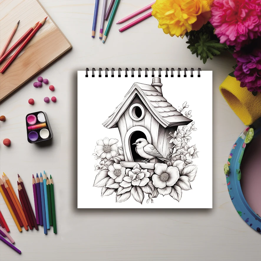 Exquisite Bird's Nest Coloring Book - 8.27 x 8.27 inches 32 pages coloring book - ideal gift for family or friends