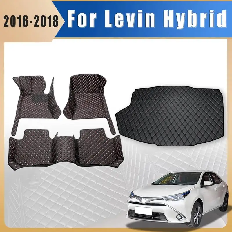 Car Floor Mat Trunk Mat For Toyota Levin Hybrid 2018 2017 2016 Custom Leather Trunk Carpet Auto Interior Accessories