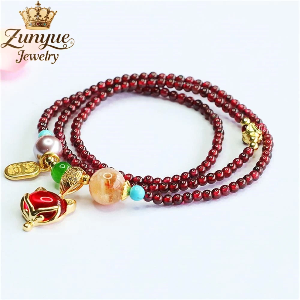 

Natural Garnet Yellow Tower Crystal Multi-loop Bracelet Luxury Quality Fashion Fine Jewelry Exquisite Elegant Popular Charms