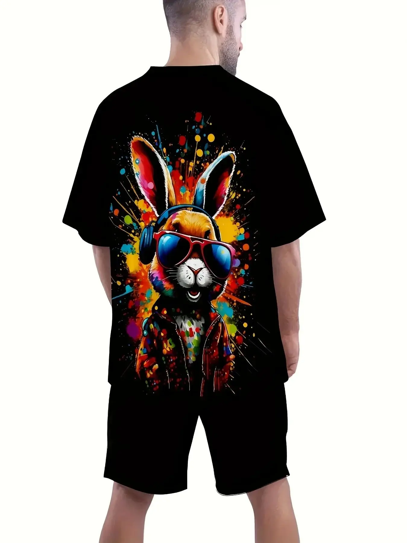 مجموعة الملابس الرياضية الصيفية غير الرسمية للرجال 2025 مصنوعة من البوليستر المطبوع ثلاثي الأبعاد وهو مريح وناعم #2