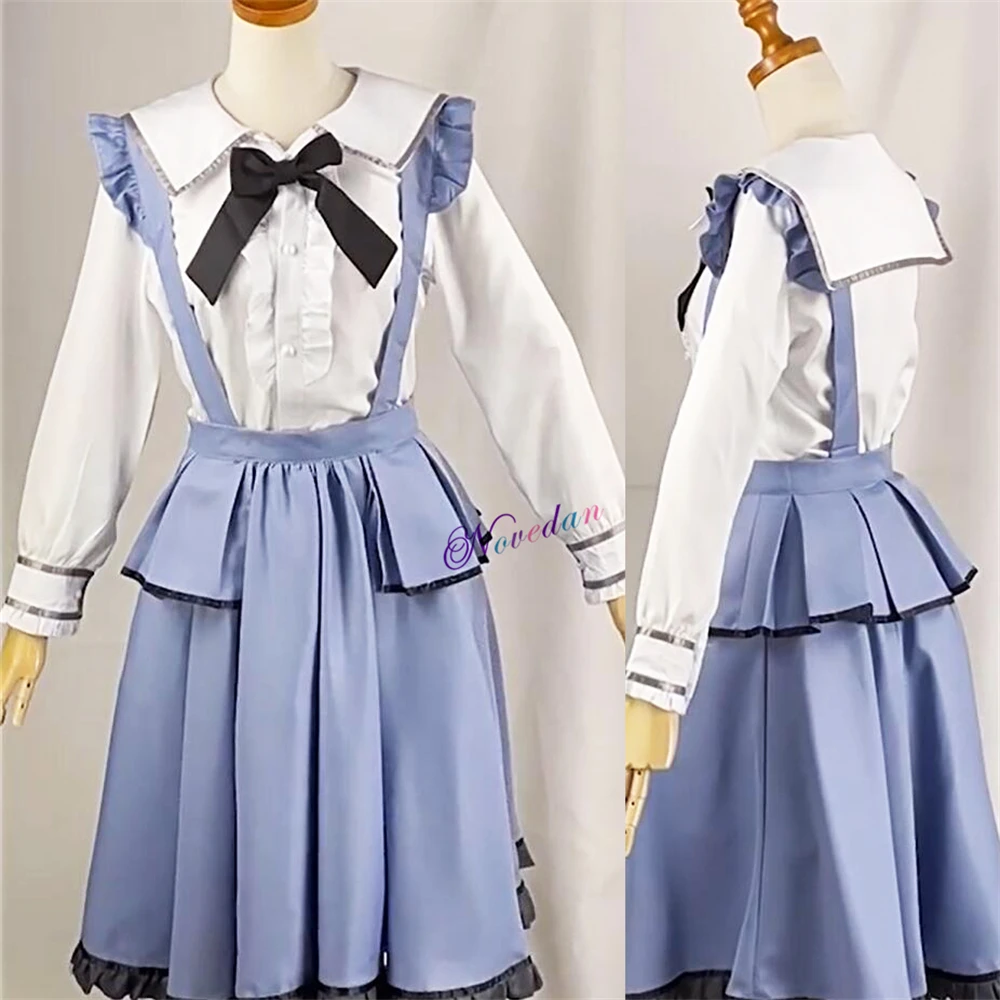 Akiyama-traje de sirvienta de Cosplay Mizuki, peluca de Proyecto de Anime Sekai, vestido de volantes de Lolita de escenario colorido, uniforme de niña, disfraz de Halloween