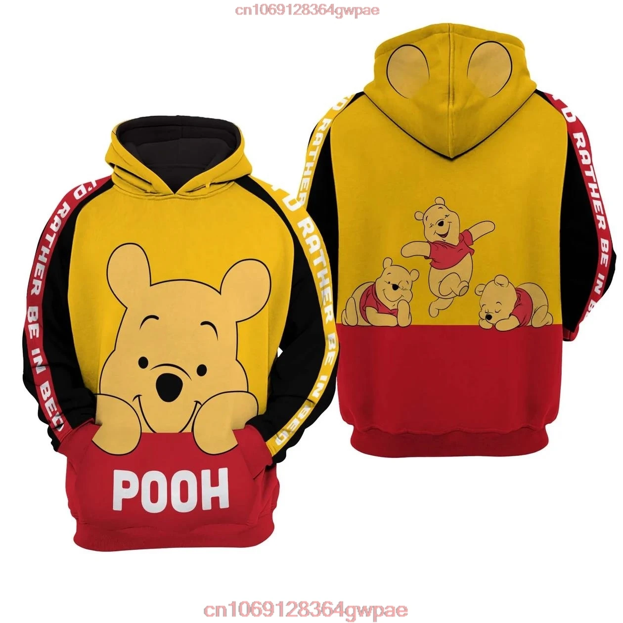 Disney Character Winnie the Pooh Hoodie Zipper Hoodie All Over Print 3D Personalized Custom Name Unisex Men Women 3D Hoodie