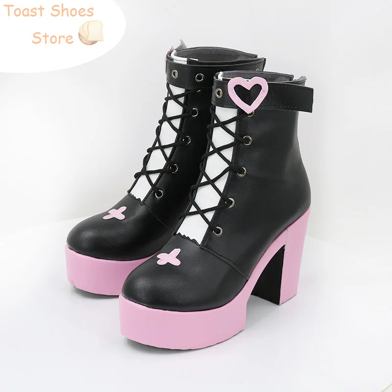 Rumii Cosplay scarpe Vtuber Cosplay Prop PU scarpe in pelle stivali di Halloween Costume Prop