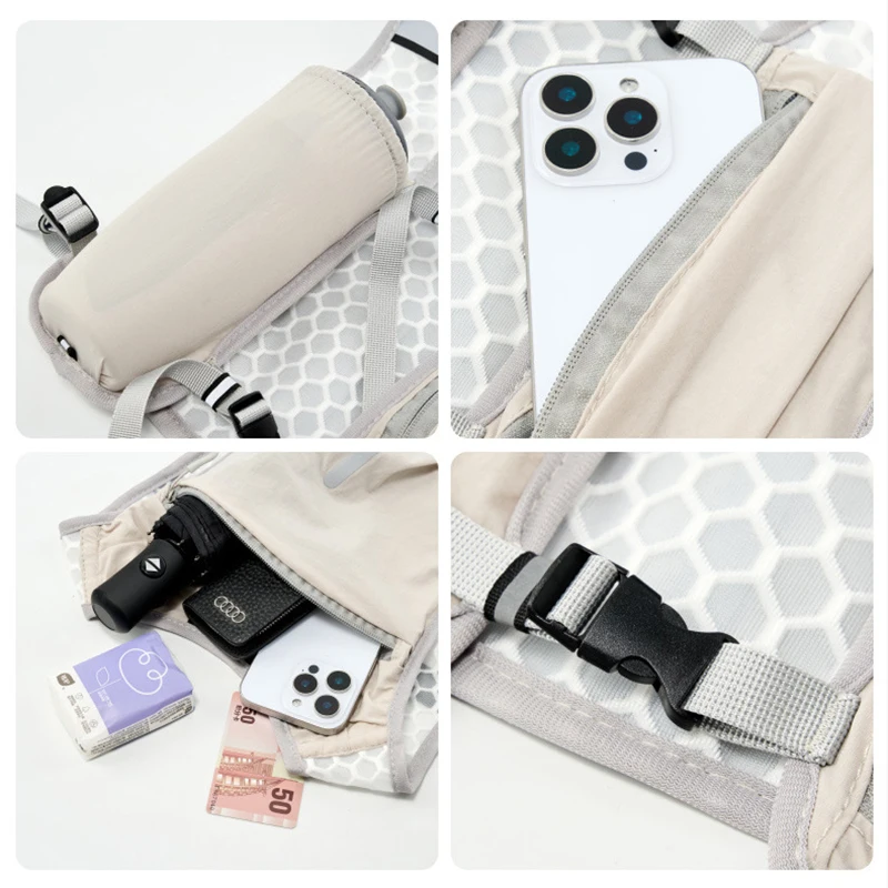 سترة للجري مع جيوب متعددة خفيفة الوزن عاكسة للضوء حقيبة ظهر مادة قابلة للتنفس للتسلق والمشي لمسافات طويلة والتخييم