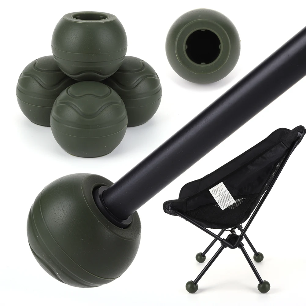 4Pcs Camping Chair Leg Cap Anti Slip Stabilizing Rubber Ball Feet Shock Absorption Moon Chair Foot Cover for Helinox Chair