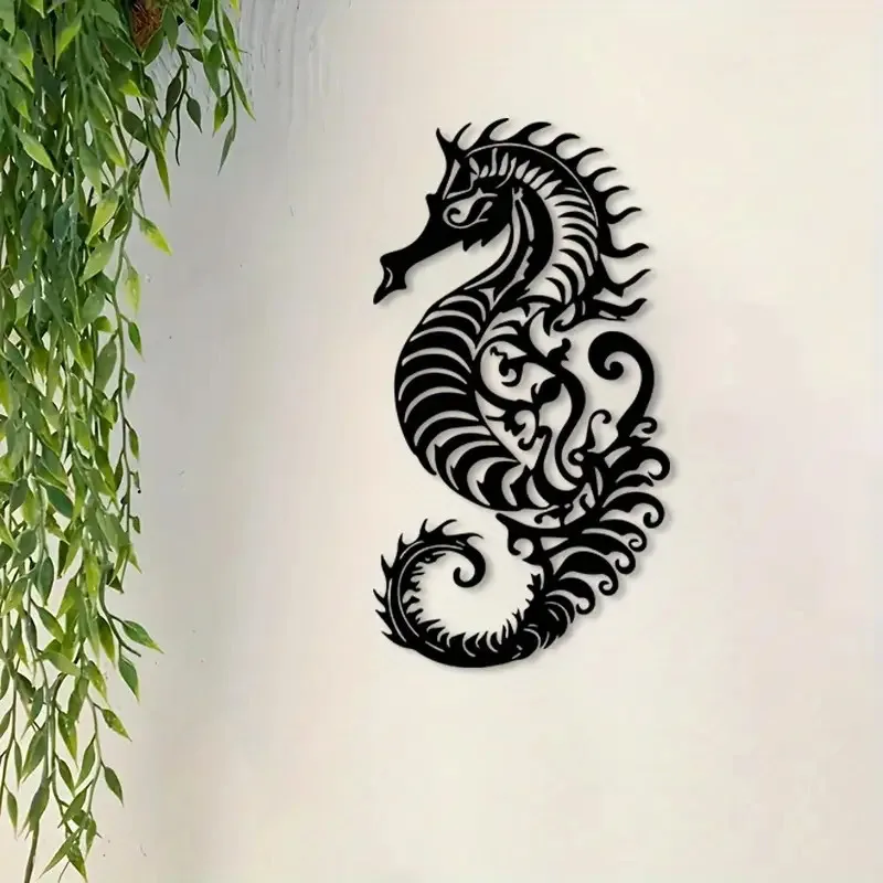CIFBUY Metal Wall Art Seahorse Iron Hanging Decor 2D Sculpture Vintage For Living Room Bedroom Home Indoor Outdoor Accent Easy