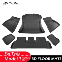 For Tesla Model 3 Highland 2024 Floor Mats XPE All Weather Front Rear Cargo Liner Mat, Waterproof Anti-Slip Mats Accessories