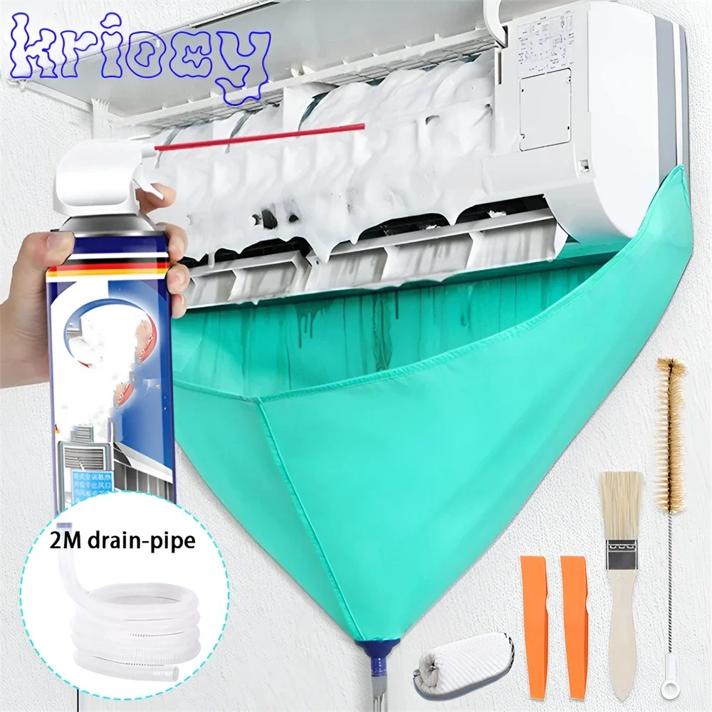 1/6/8pcs Air Conditioner Cleaning Bag Kit Leak-proof Conditioning Cover with Drain Water Pipe Full Set Dust Elimination Tools