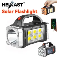 Powerful Handheld Flashlight USB Rechargeable Torch Super Bright Solar COB Floodlight Outdoor Portable Emergency Camping Lamp