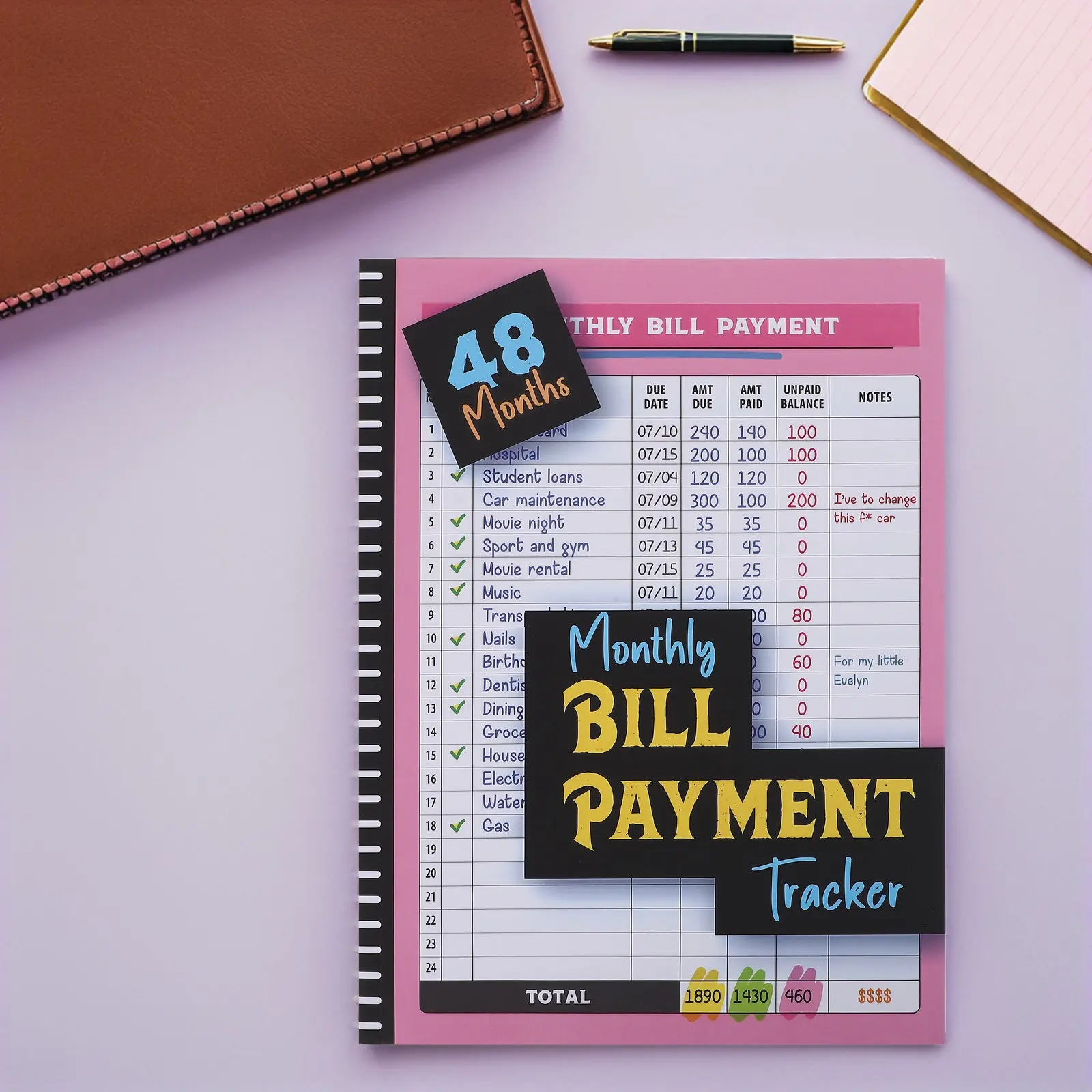 Bill Record Book for Accounting 1 Piece Professional Grade Ledger Journal for Daily Expense Income Tracking Finance Organizer - view 3