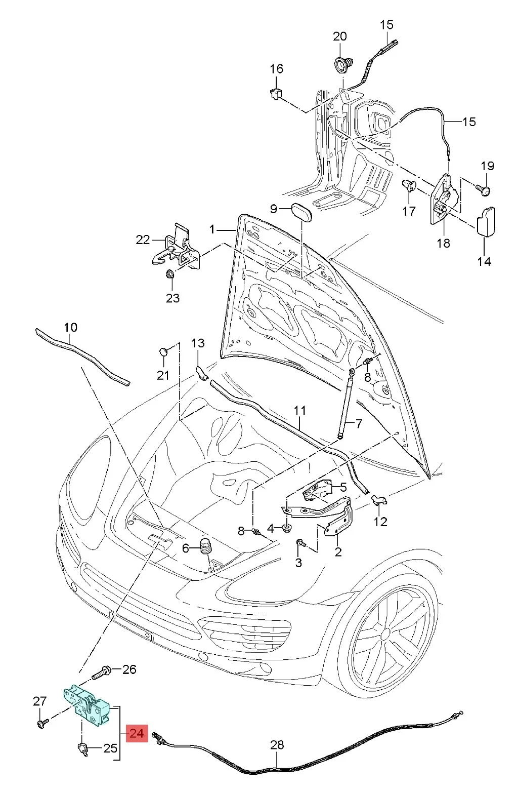 95851150901 95851150902 95851150900 замок передней капота для Porsche Cayenne 92a