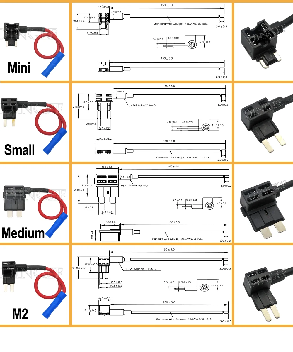 1Set 12V Mini Small Medium Size Car Fuse Holder Add-a-circuit TAP Adapter with ATM Blade Fuse Micro Mini 10A 5A 20A 25A 30A 40A 