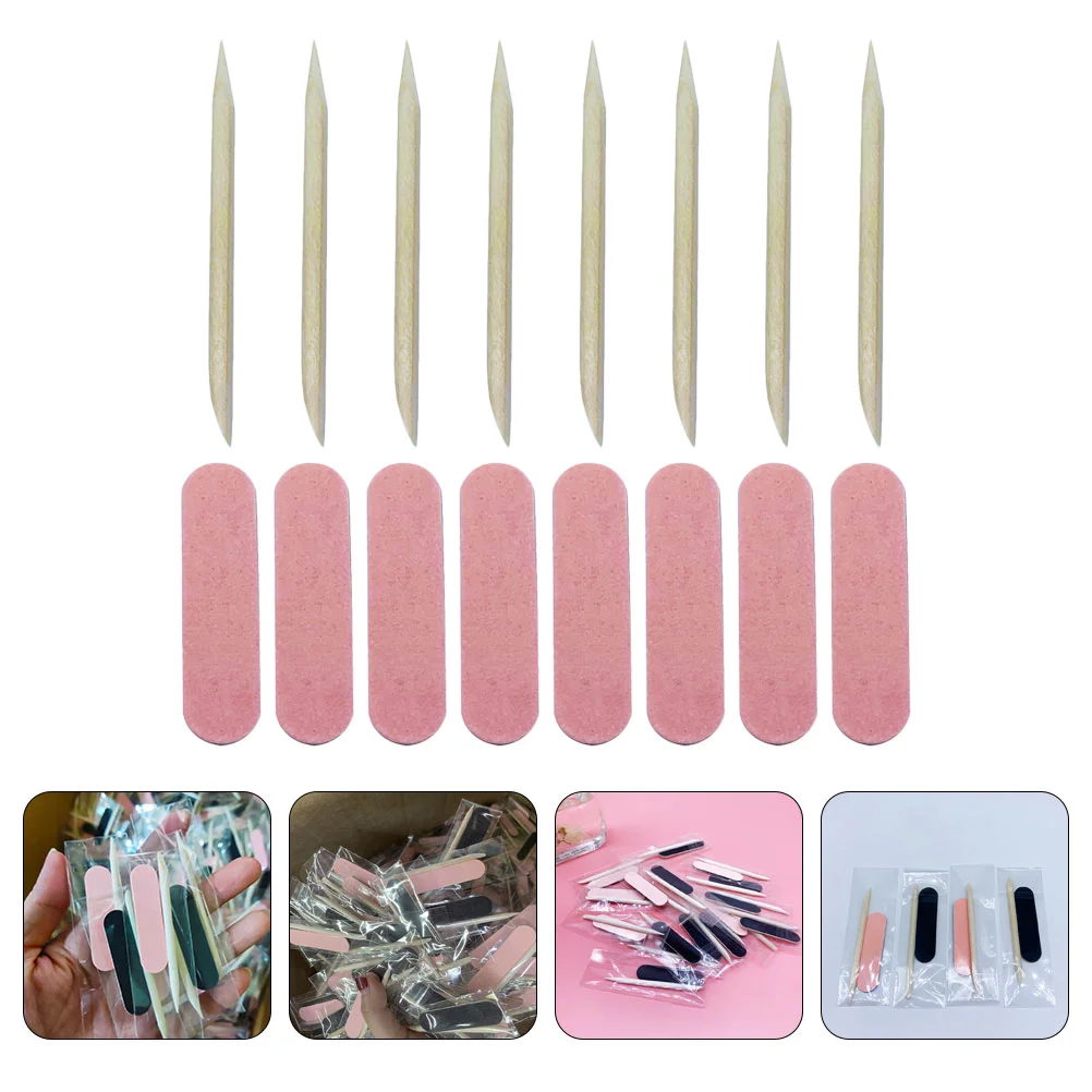 100 conjuntos de ferramentas de manicure arquivos de unhas picaretas de madeira tiras de polimento fornecimento de salão de beleza pedicure portátil