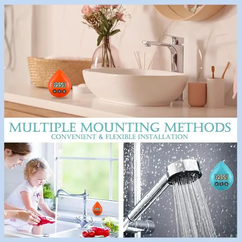 Non Ticking Shower Timer Waterproof Shower Timer Magnetic Back Battery Operated Digital Timer Small Size Cute Timer