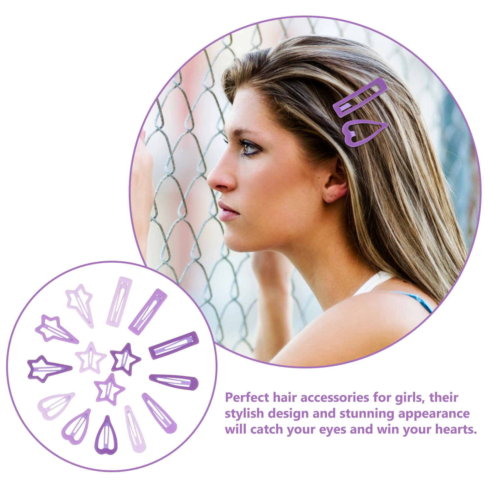 

15 Pcs Pentagram Hair Clips Small Snap Accessories for Girls Metal Alloy Child Teardrop Pins Hair Barrettes Stylish Design