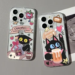 Funny Black Cat Clear Phone Case For iPhone 17 11 12 14 13 15 16 Pro Max Mini SE 7 8 Plus Cute Cartoon Animal Transparent Covers