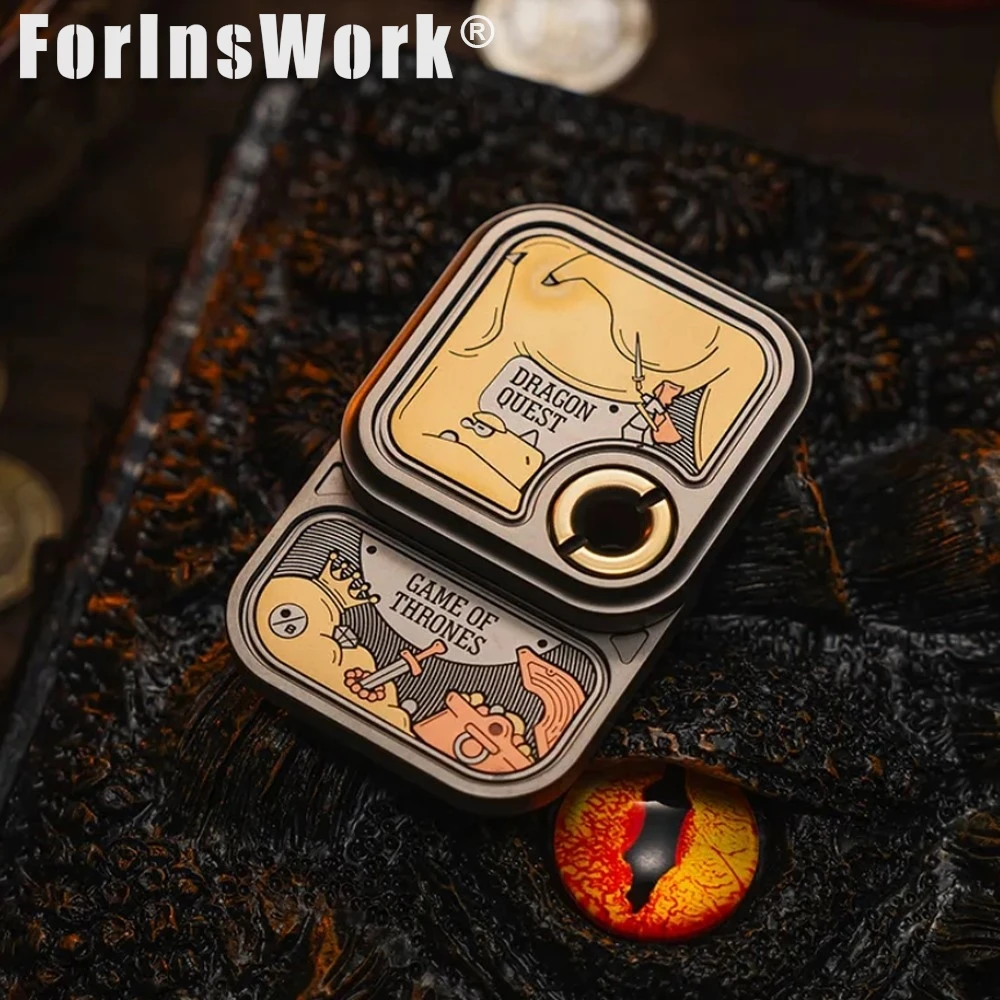 

01EDC&ONE BEAN Dragon Quest Titanium Main Body Brass Inlay Dense Track Office Desk Accessories Anxiety Toys
