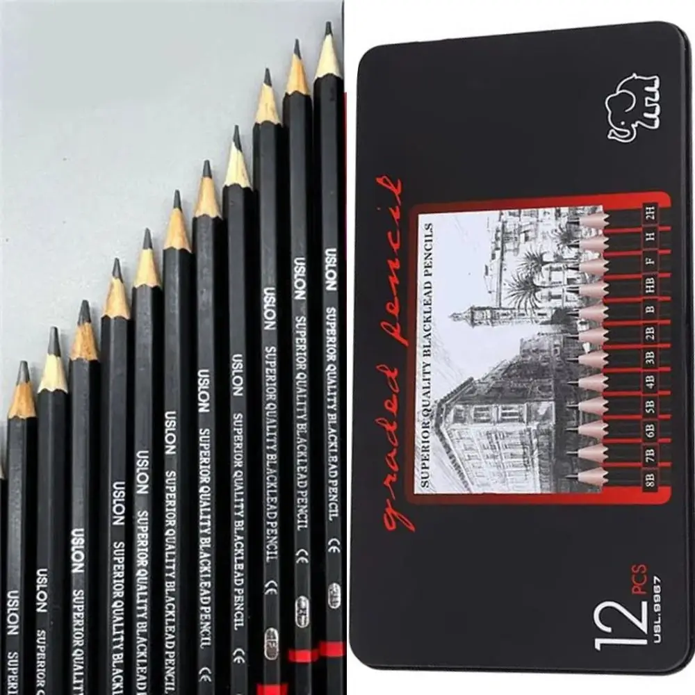 12 stücke 2H-8B Professionelle Skizze Bleistifte Kunst Holz Graphit Bleistift Set Schule Schriftlich Lieferungen Schreibwaren Hex Griff Bleistifte