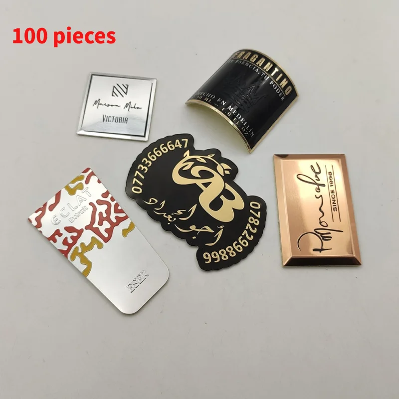 10 0.Zhang.Custom.Customized designs aluminum metal stainless steel embossed logo sticker metal perfume bottle packaging labels