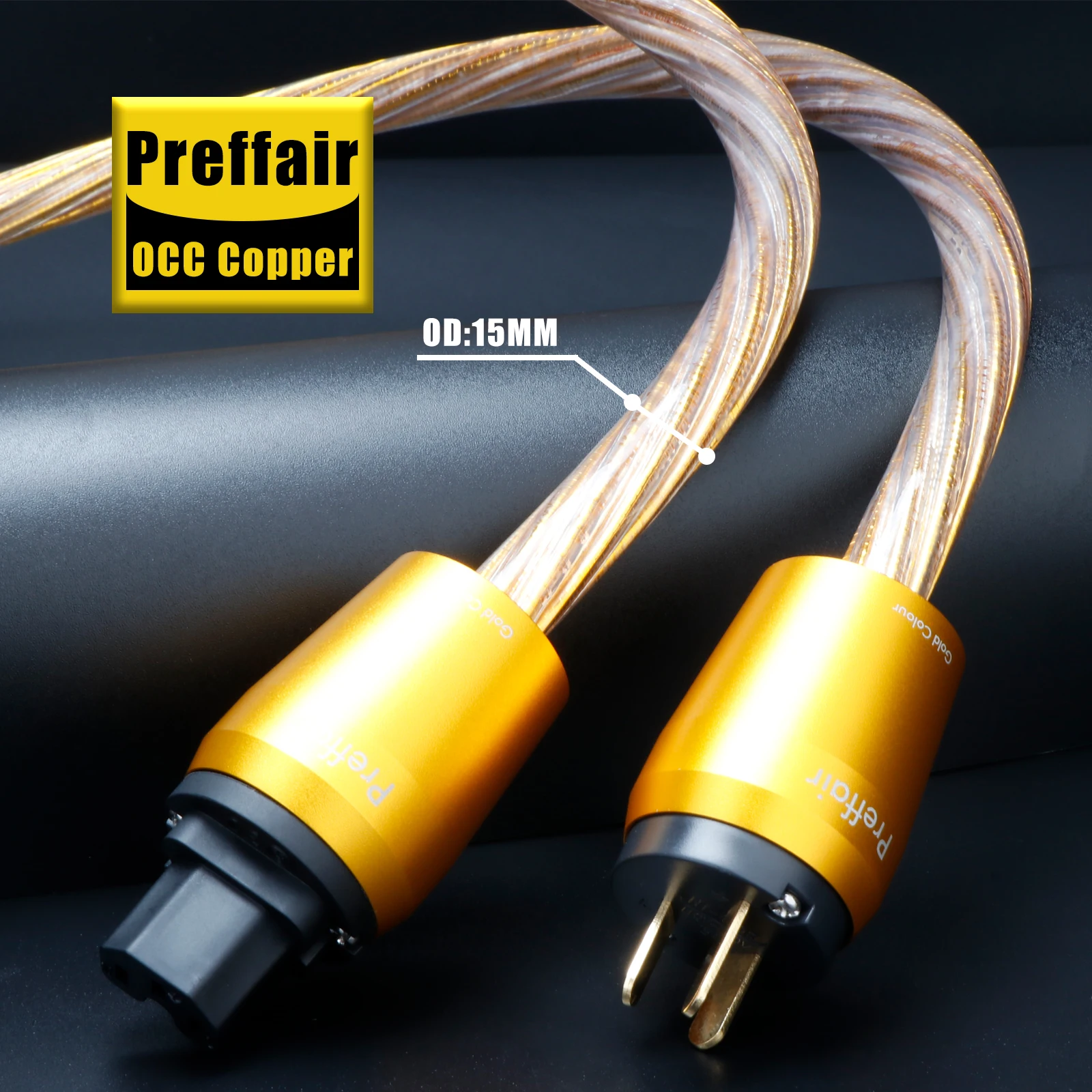 Preffair 전원 케이블 골드 OCC 전원 코드 12AWG 오디오파일 앰프 IEC 320 C15 전원 코드 오디오 EU/US/AU 버전 전원선
