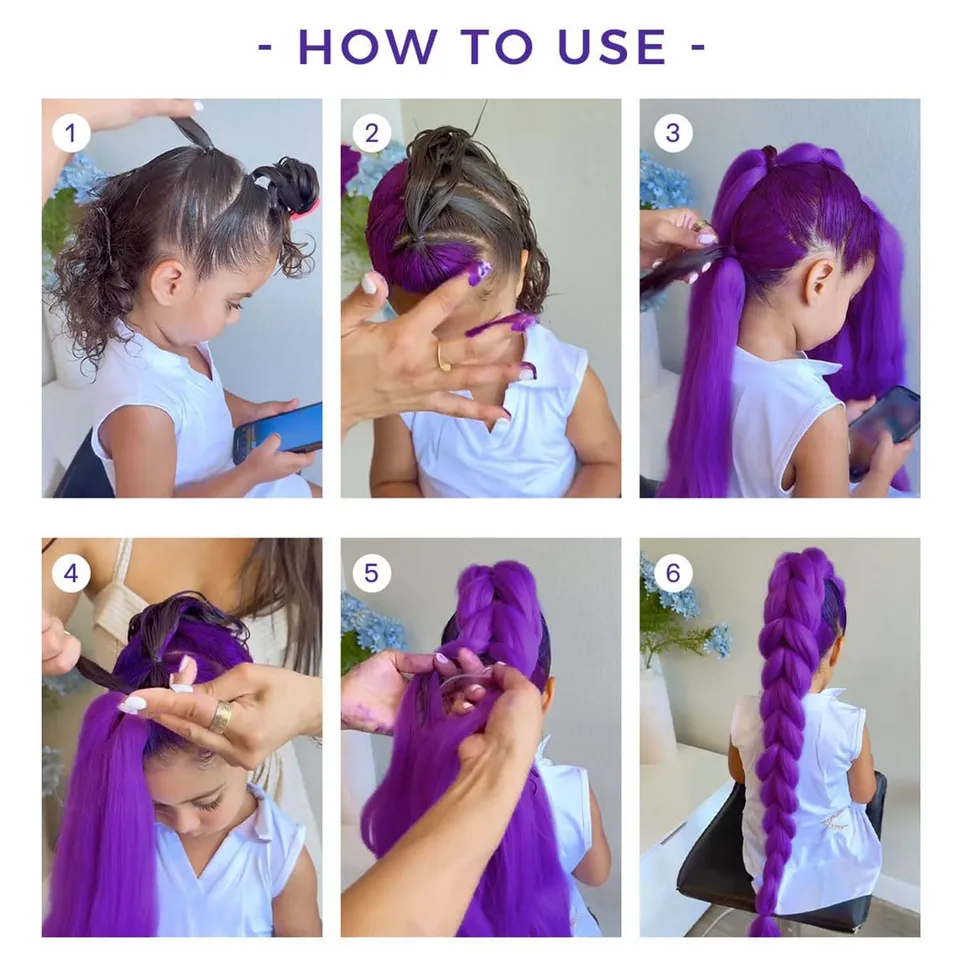 Cabello Sintético para Trenzas de 24 Pulgadas en Púrpura Largo, para Trenzas, Fiestas, Cosplay, Multicolor 5