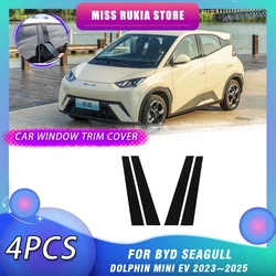 Car Window Trim Cover for BYD Seagull Dolphin Mini EV 2023~2025 Carbon Fiber Black Pillar Posts Sticker Door Decal Accessories