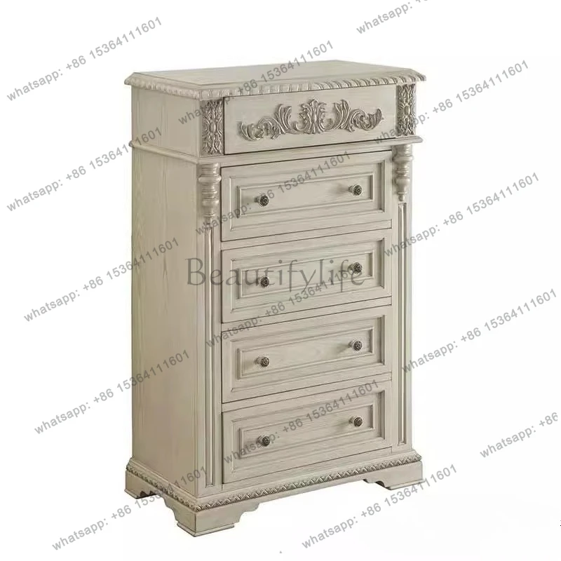 

American country solid wood bucket cabinet retro old bucket cabinet French engraved storage locker