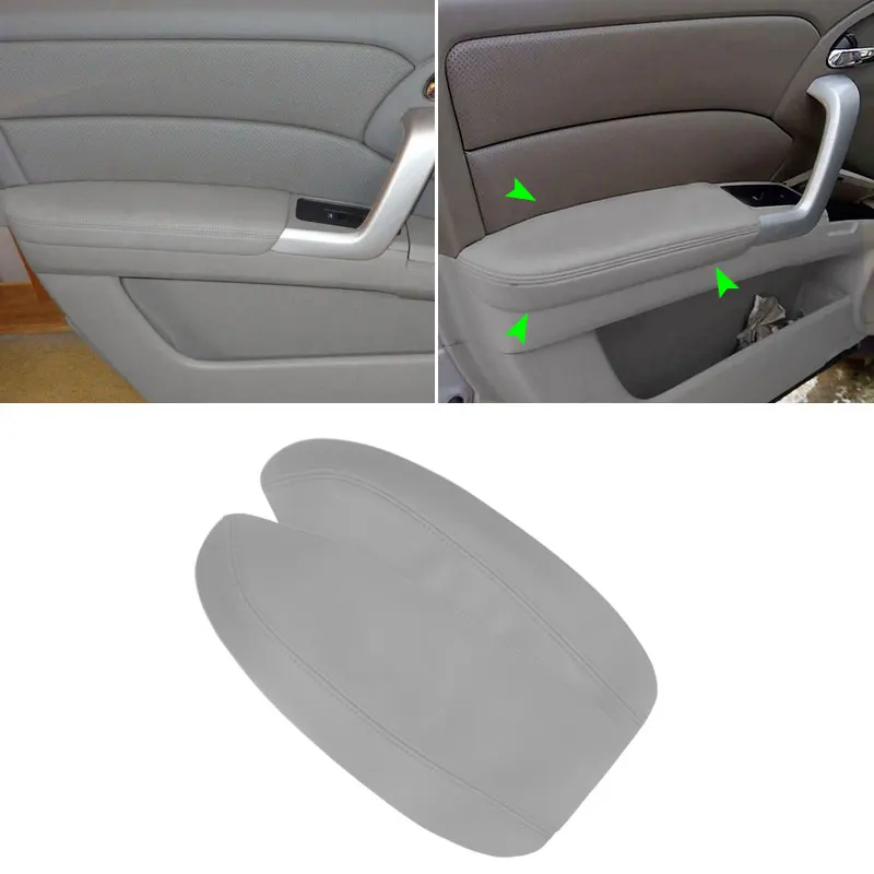 

For Acura RDX 2007 2008 2009 2010 2011 2012 Car Microfiber Leather Front Door Panel Armrest Cover Protective Trim 2pcs Gray