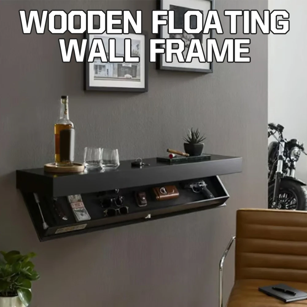 

Creative Floating Wall Frame Bracket Magic Flip Cover Wall Shelf with Secret Compartment Solid Wood Wall Mounted Storage Holder