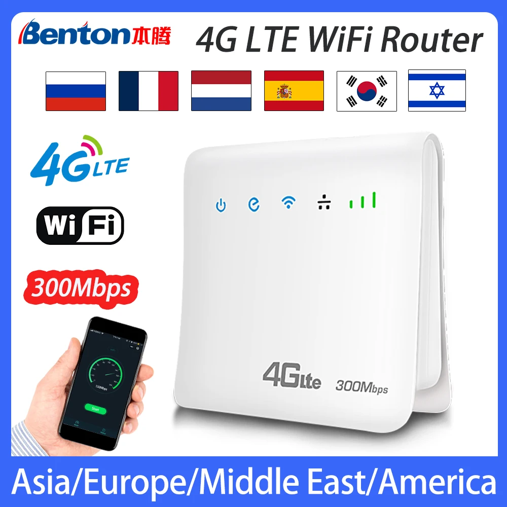 

Benton 4g Router 300Mbps LTE Router WAN LAN 2.4GHz WiFi 4g SIM WiFi Router with SIM Card Slot 4g Modem WiFi Hotspot Repeater