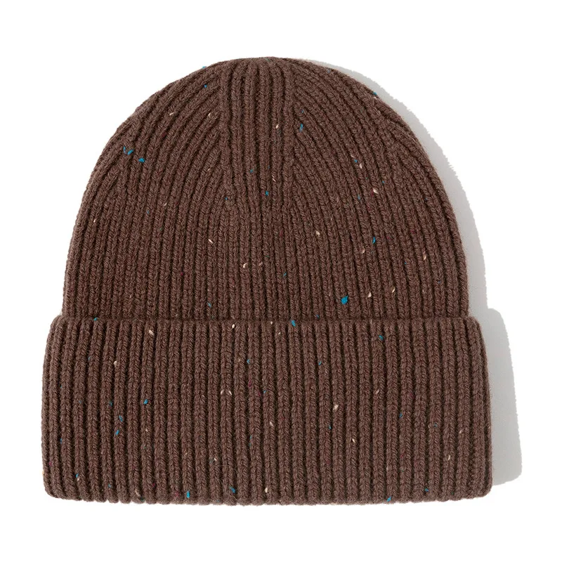 Dotted Heather Wool Beanie Unisex Winter Knitted Hats for Women Bonnet