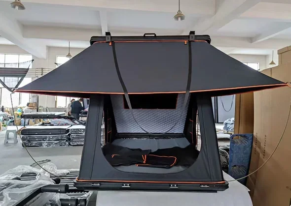 Offroad Camping Tent Upgraded Double Slots Solar Panel Aluminum Corners Hard Shell Triangle Car Roof Top Tent Four-Season Quick