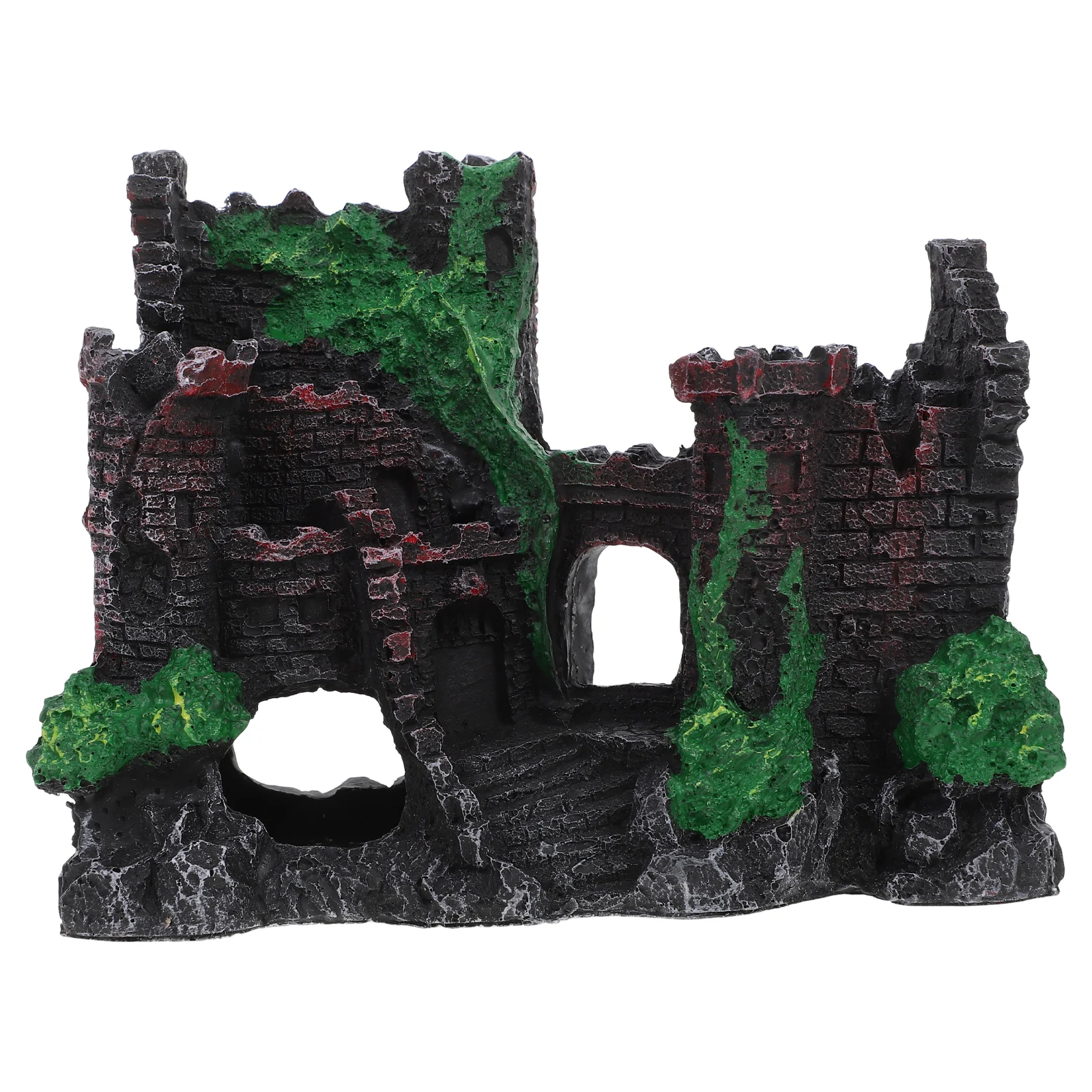 

Fish Tank Castle Decoration Resin Aquarium Caves Decor Mountain Rocks Safe Durable Fish Hideout Playful Environment Aquarium Pet