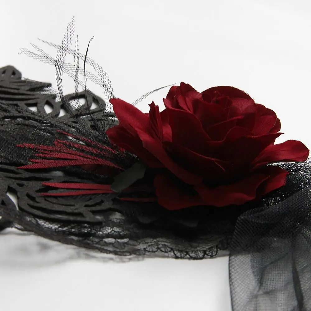 New French Rose Hat Lolita Lace Witch Hat Halloween Hair Styling Accessory Gothic Hair Clip Halloween