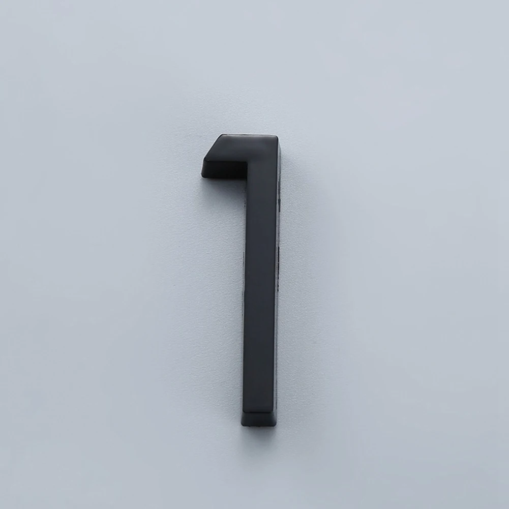 1 Pc Number Sticker W/Adhesive 60mm Glossy 3D Door Plate Number Sign Black For Outdoor Household Hotel Room Decor Accessories