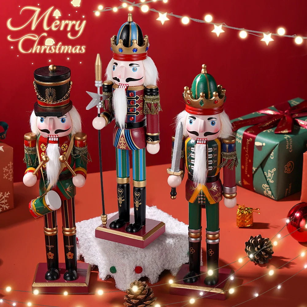 ثلاث قطع 30 سم عيد الميلاد كسارة البندق الجندي دمية مجموعة عيد الميلاد والعام الجديد هدية ديكور المنزل والمكتب #5