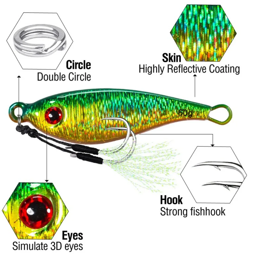 

Durable 7g-60g Metal Fishing Lure jigging Metal Hard squid Bait Lifelike Wobblers Artificial Bait Fishing