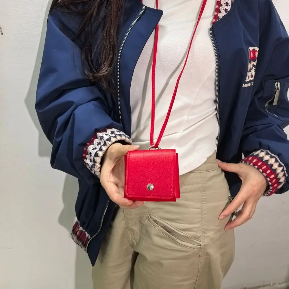 Портативная подвесная сумка для наушников из искусственной кожи, многофункциональная сумка для губной помады, держатель для карт, квадратный маленький кошелек для монет, женский