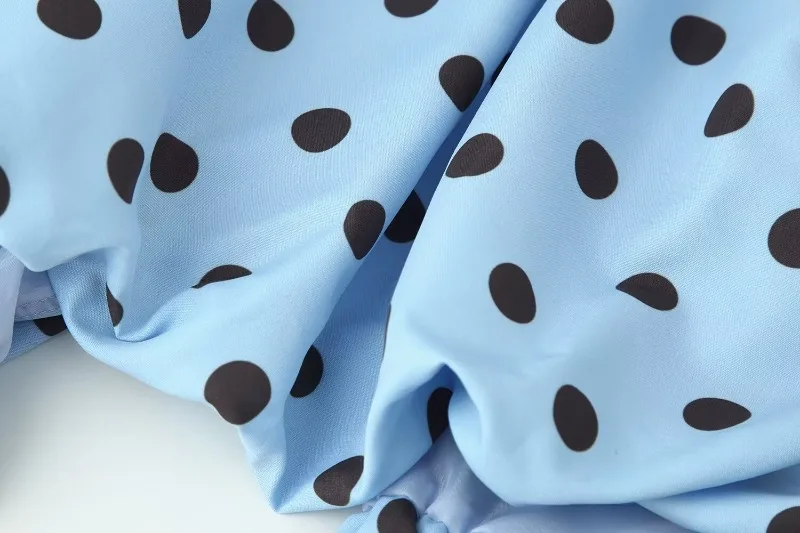 Vintage Damen Polka Dot Puffärmel-Bluse Elegante Niedliche Schleifenkragen-Laternenärmel-Bluse Lockeres Lässiges Modisches Oberteil – Detail 14