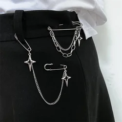 Korean Style Metal Butterfly Chain Brooch For Women Men Suit Decoration Tassel Chain Metal Beads Pin Cloth Jewelry Accessories