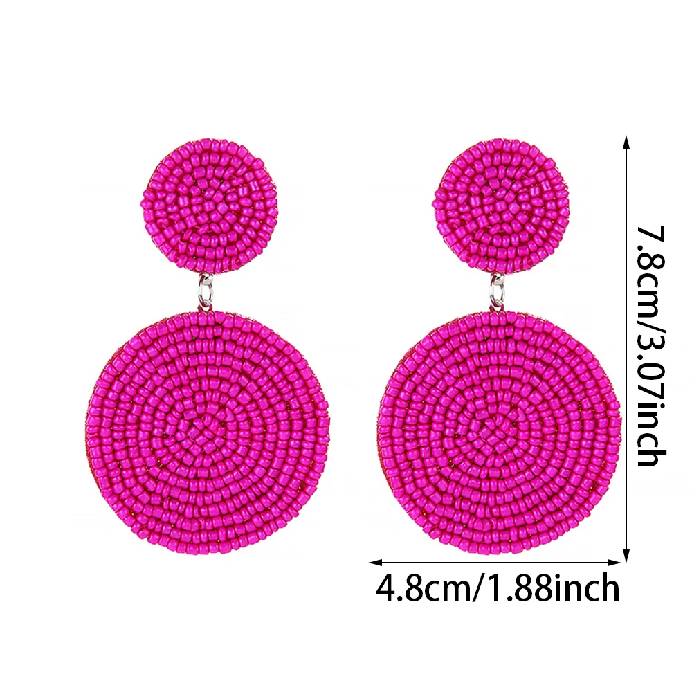 Orecchini pendenti con perline bohémien per le donne orecchini esagerati con perline colorate fatte a mano orecchini pendenti a cerchio stile spiaggia estiva