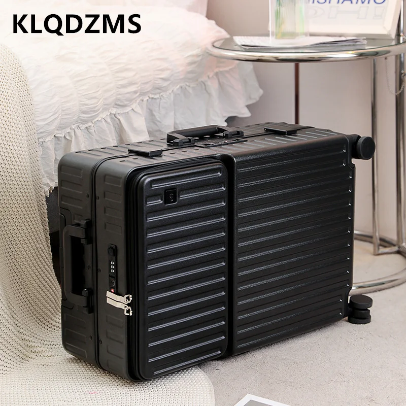 KLQDZMS 20"24" Inch High-quality Front Opening Lid Trolley Suitcase Multifunctional Boarding Password Case with Laptop Luggage