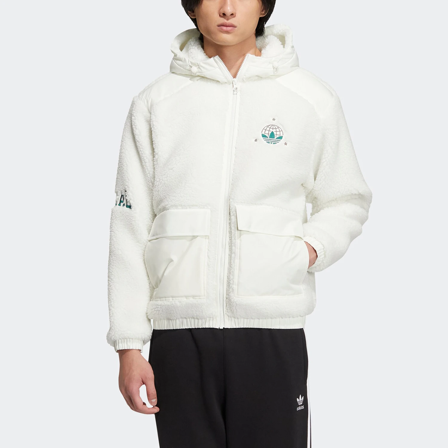 Adidas Originals Trefoil Men and Women's Minimalist American Faux Sheepskin Jacket HS2005