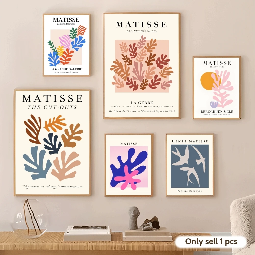 Henri M-Matisse Nordic Art Poster Stickers Self-Adhesive Art For Bedroom Living Room Home Decor Modern Wall Decals Gift