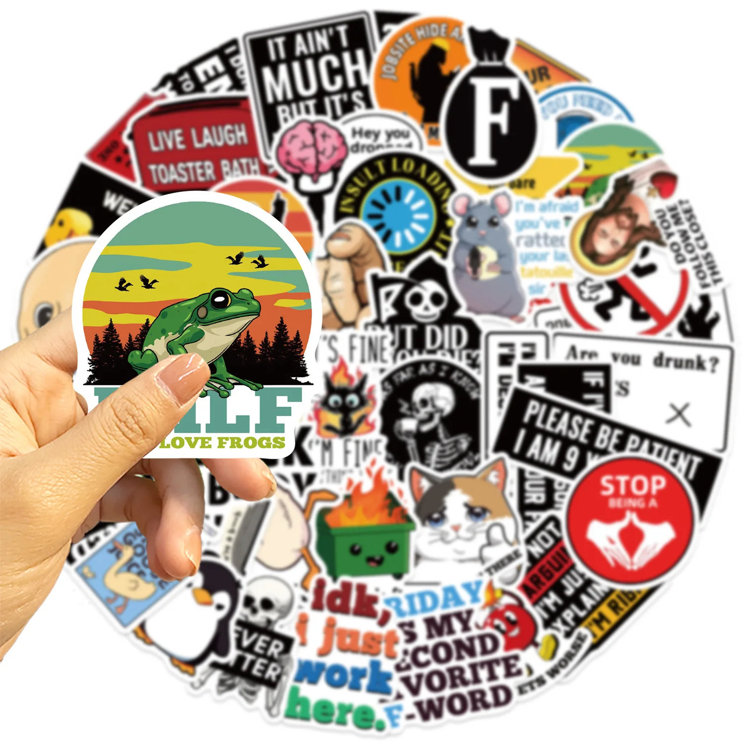 50Pcs Prank Meme Stickers Harajuku Decals DIY Fashion Graffiti Decals Luggage Notebook Bike Phone Suitcase Sticker