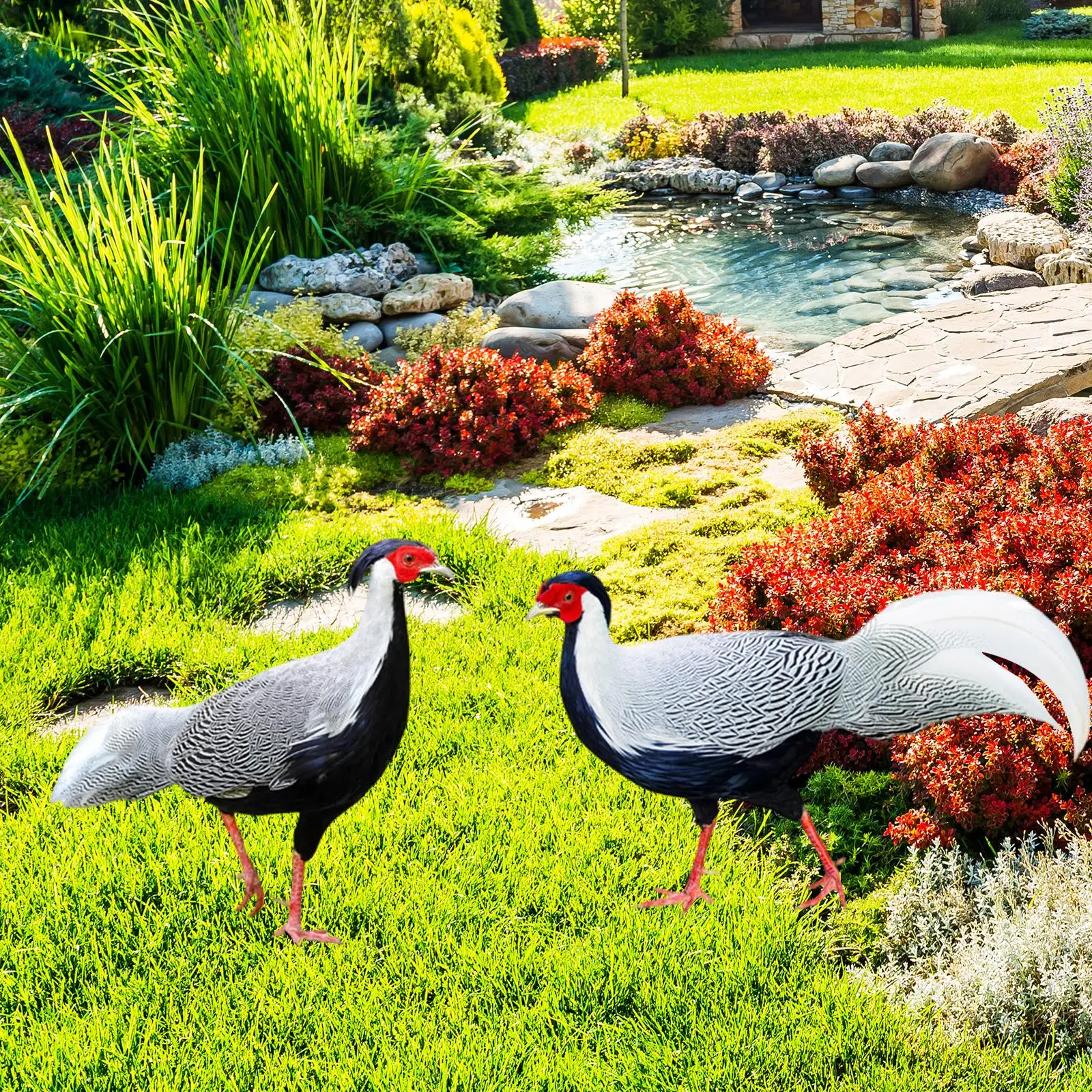 2 Pieces Chicken Animal Statue Stakes Garden Statues for Yard Decor Backyard